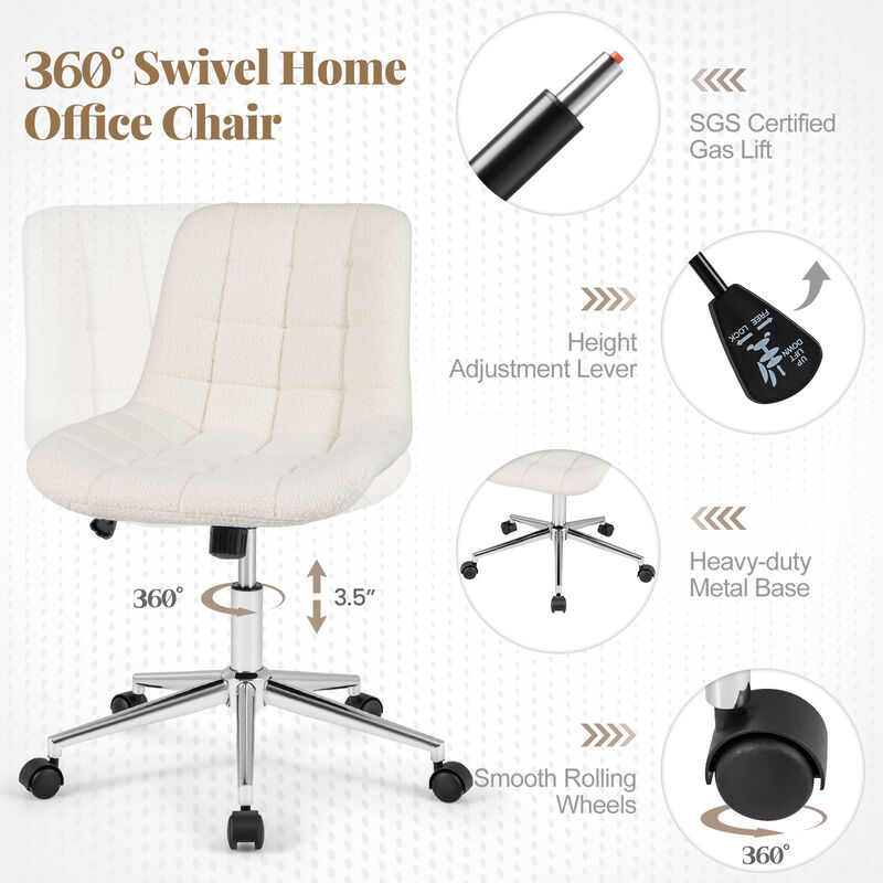Teddy Fleece Armless Office Chair Makeup Vanity Chair