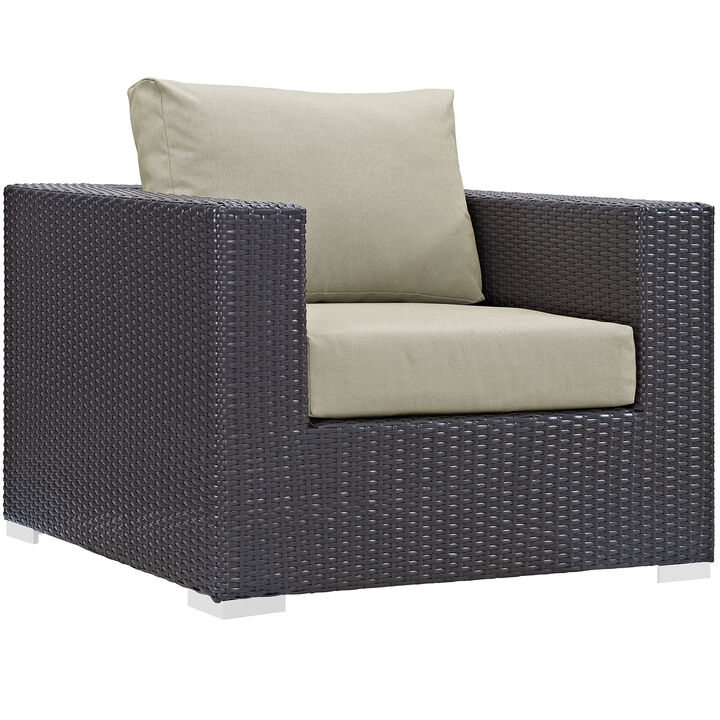 Convene 5 Piece Outdoor Patio Sectional Set - Espresso Beige