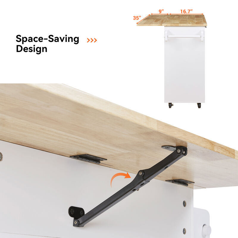 Merax Rolling Kitchen Island with Storage Kitchen Cart