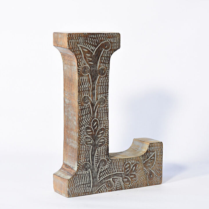 Vintage Gray Handmade Eco-Friendly "L" Alphabet Letter Block For Wall Mount & Table Top D�cor