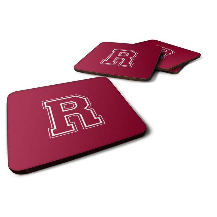 Caroline's Treasures CJ1032-RFC Monogram-Maroon and White Foam Coasters (Set of 4), Initial Letter R, 3.5 H x 3.5 W, Multicolor