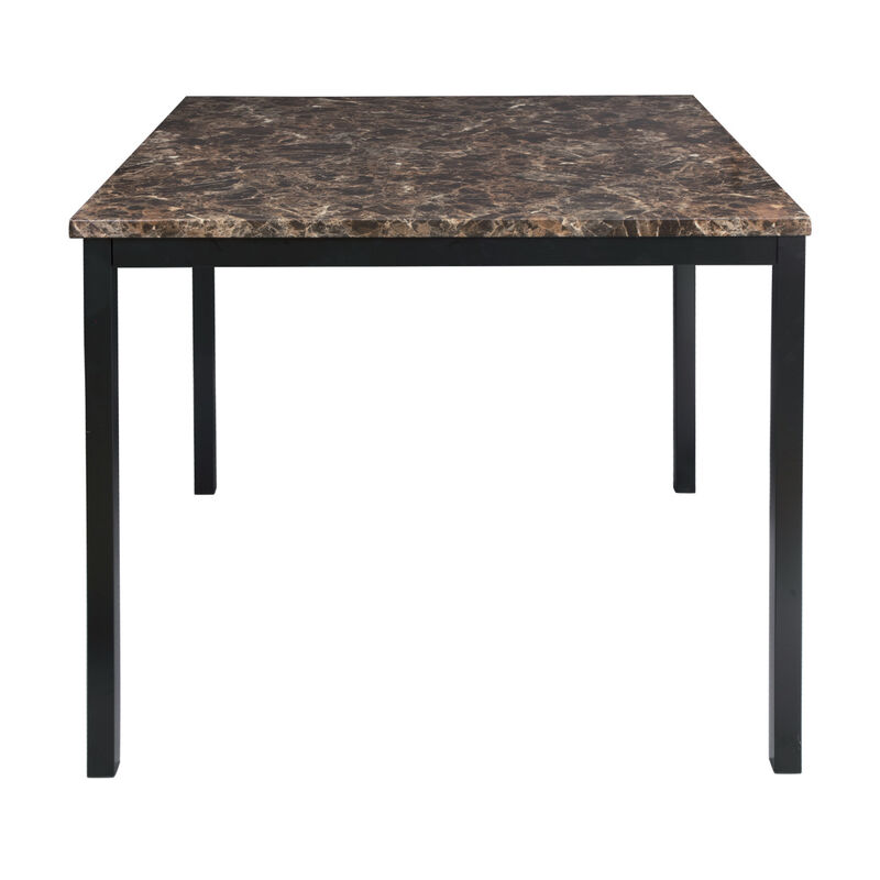 Counter Height Table 1 Piece Metal Frame Faux Mable Top Square Transitional Dining Room Furniture
