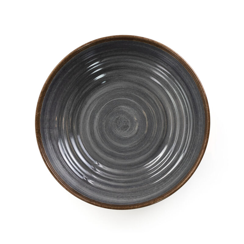 Elama Stone Oak 12 Piece Lightweight Melamine Dinnerware Set in Black