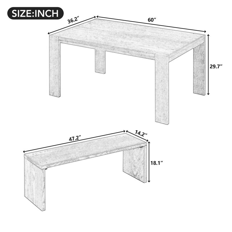 Merax  3-piece Farmhouse Dining Set