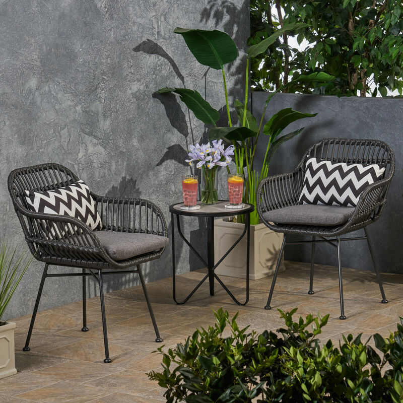Merax 2 Pieces Outdoor Rattan Chairs with Cushions