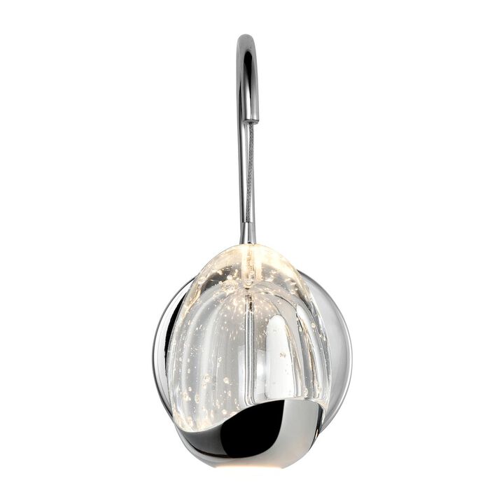VONN Lighting Integrated LED Wall Sconce Light with Clear Glass Shade in Polished Chrome