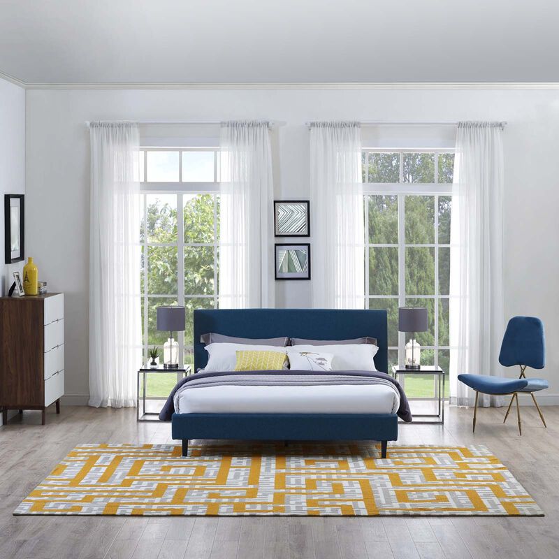 Nahia Geometric Maze 8x10 Area Rug - Ivory, Light Gray and Banana Yellow