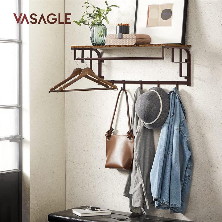 Wall-Mounted Coat Rack with Hanging Rail - Space-Saving Hook Rack