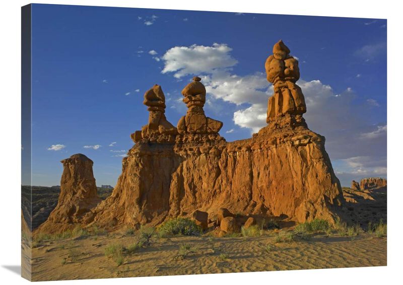 Eroded sandstone, The Three Judges, Goblin Valley State Park, Utah-Canvas Art-32x24