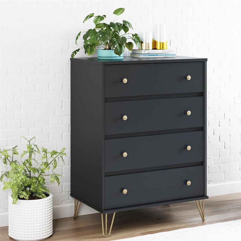Novogratz Owen 4 Drawer Dresser, Black