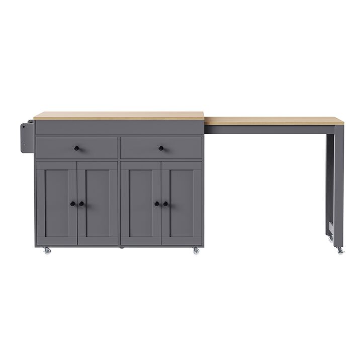 Merax Rolling Kitchen Island on Wheels with Spice Rack