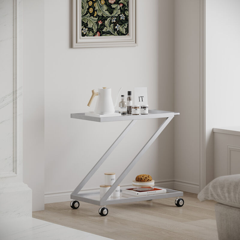Small Bar Cart with Handle, Compact Serving Cart for Drinks & Coffee