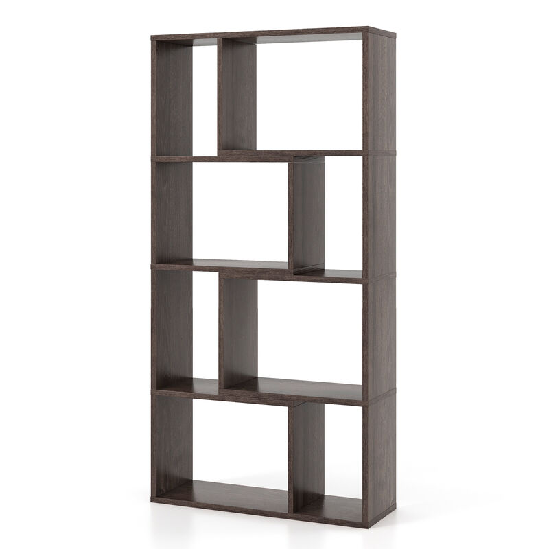 4-Tier Geometric Bookshelf with 8 Cubes for Living Room Bedroom