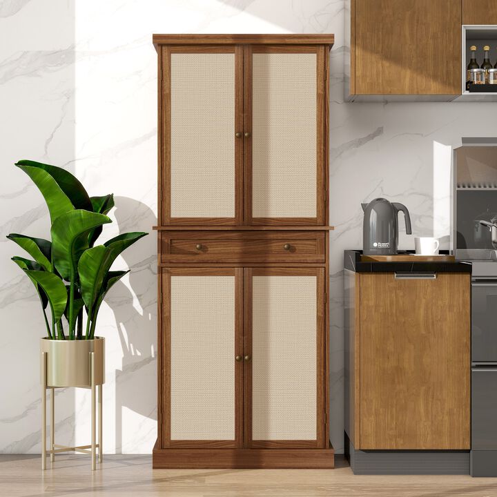 MONDAWE 72" Tall Kitchen Pantry Cabinet, Farmhouse Storage Cabinet with 4 Doors and Drawer, Freestanding Wooden Cupboard Buffet
