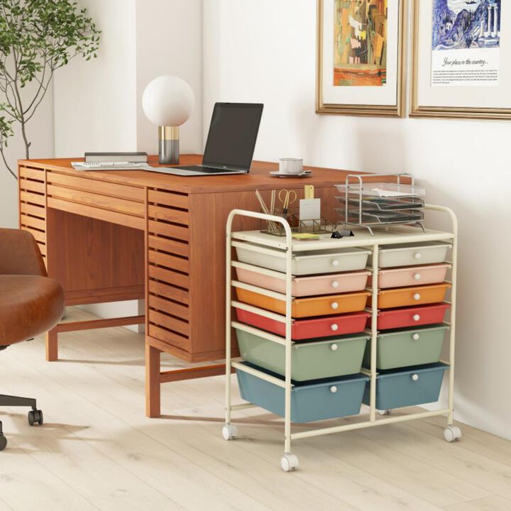 Hivvago 12-Drawer Rolling Storage Cart with Removable Drawers and Lockable Wheels