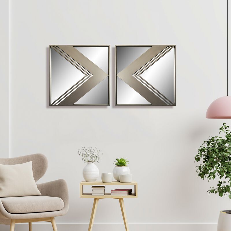 set of 2pcs metal wall decorative mirrors