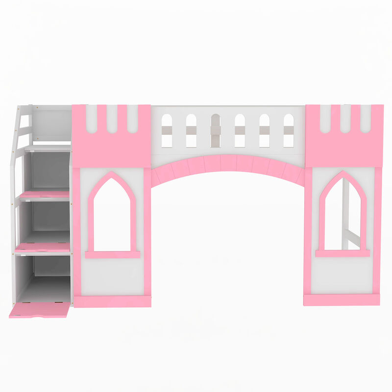 Merax Loft Bed with Storage Staircase and Window