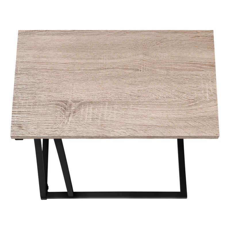 Monarch Specialties I 3249 Accent Table, C-shaped, End, Side, Snack, Living Room, Bedroom, Metal, Laminate, Brown, Black, Contemporary, Modern