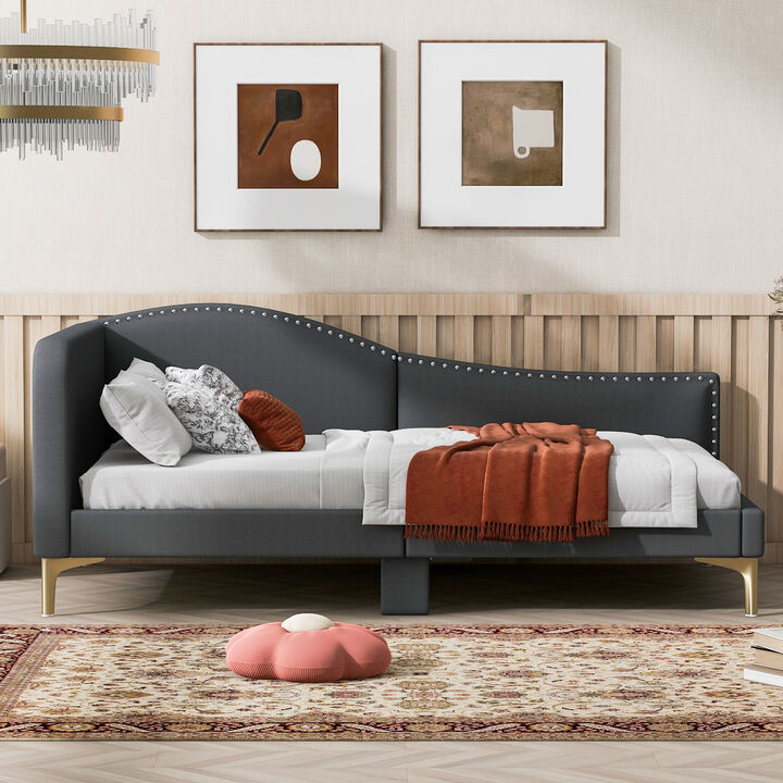 Merax Upholstered Daybed with Headboard and Armrest