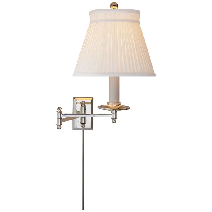 Dorchester Swing Arm in Polished Nickel with Silk Crown Shade