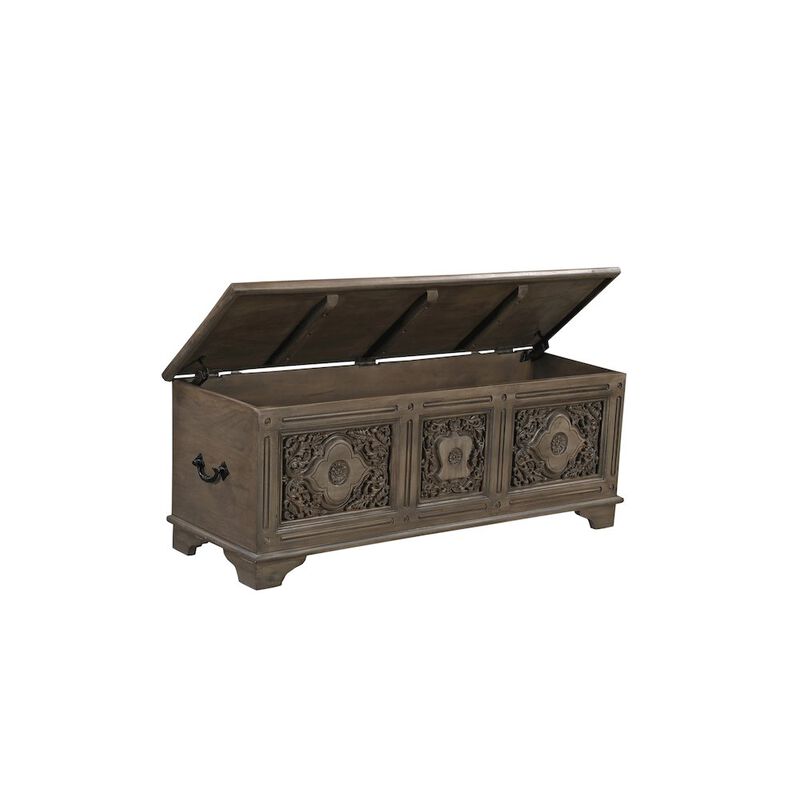 Taran Designs Grayson Carved Solid Wood Storage Ottoman