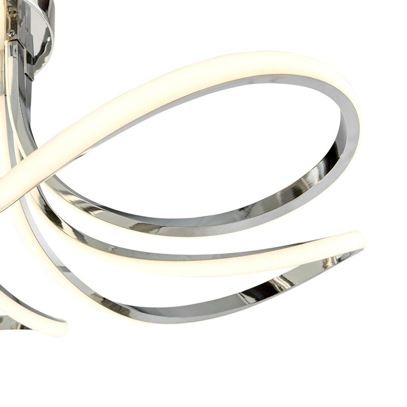6 Petal Flower Chandelier Chrome Metal Integrated LED Dimmable