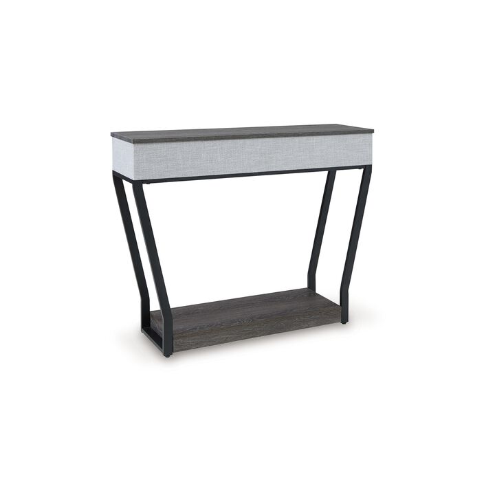 36 Inch Seme Console Table, Wireless Charging, Built in Speakers, Gray - Benzara