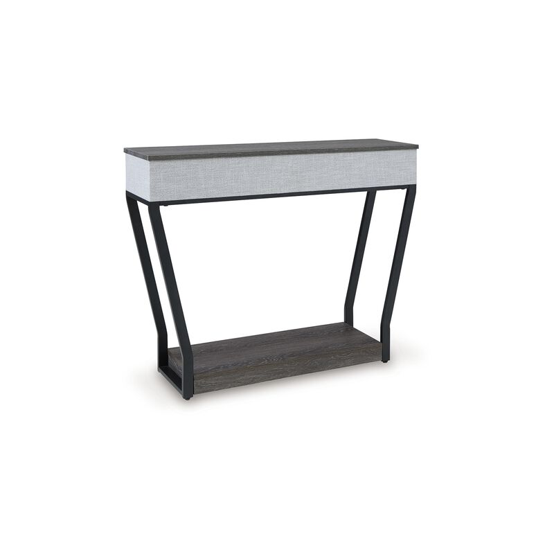 36 Inch Seme Console Table, Wireless Charging, Built in Speakers, Gray - Benzara
