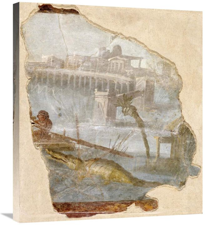 Fresco Fragment with Nilotic Landscape-Canvas Art-26.1x30