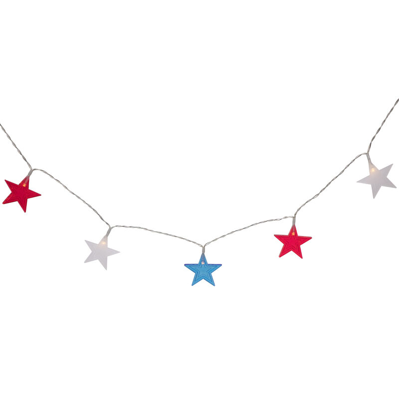 20-Count Patriotic Americana Star LED String Lights  9.5ft  Clear Wire