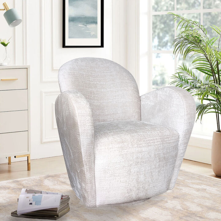 Pasargad Home Maxim Modern Swivel Base Armchair, Ivory