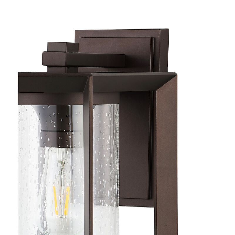 Vaughn 1-Light Iron/Glass Modern Rustic Cube LED Outdoor Sconce
