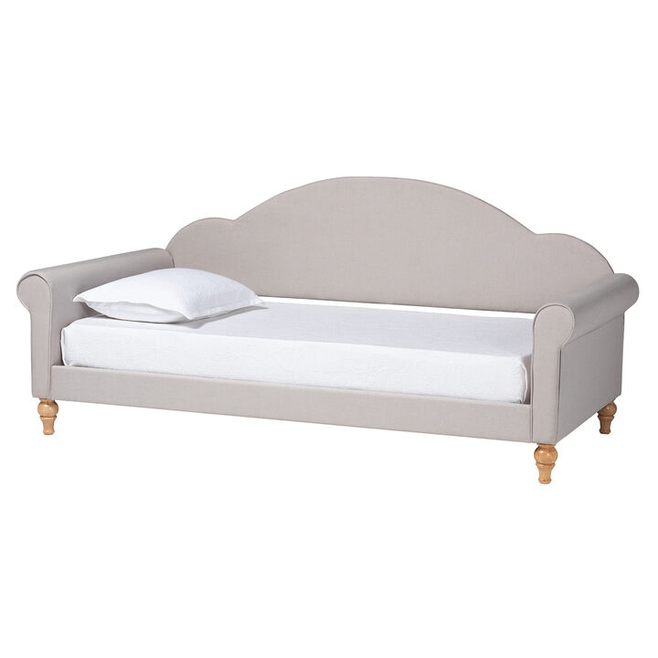 Baxton Studio Chaise Classic and Light Grey Fabric and Natural Finished Twin Size Daybed