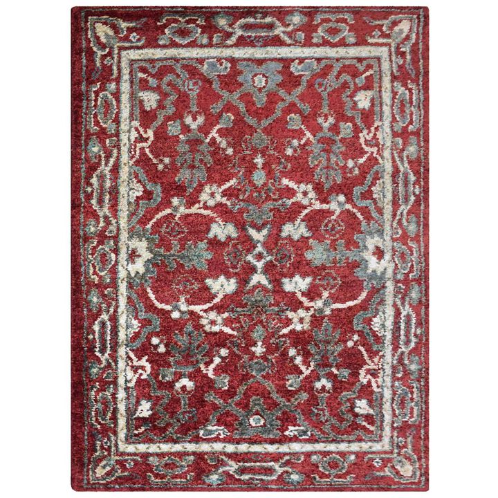 HAND KNOTTED JUTE ECO-FRIENDLY Oriental AREA RUGS  - 3'x5', Rectangle Shape, Red Color, Oriental, High Pile, Natural Fiber, Outdoor Indoor Handmade Area Rugs for Living Room, Bed Room (J00011)
