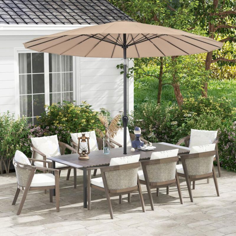 Hivvago 9 Feet Round Patio Umbrella with 18 Fiberglass Ribs