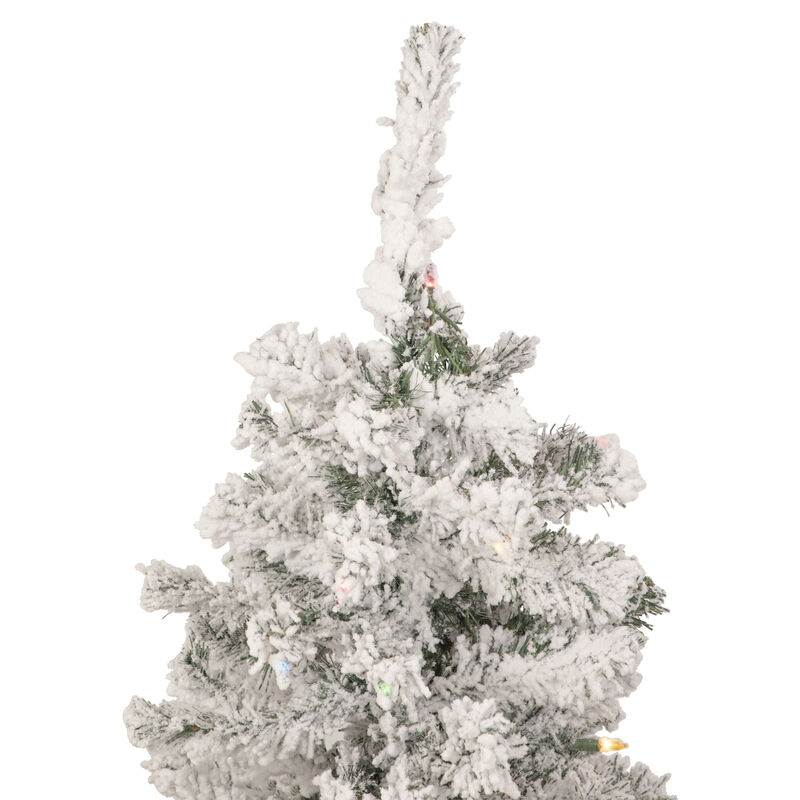 4.5' Pre-Lit Medium Heavily Flocked Pine Artificial Christmas Tree  Multicolor Lights