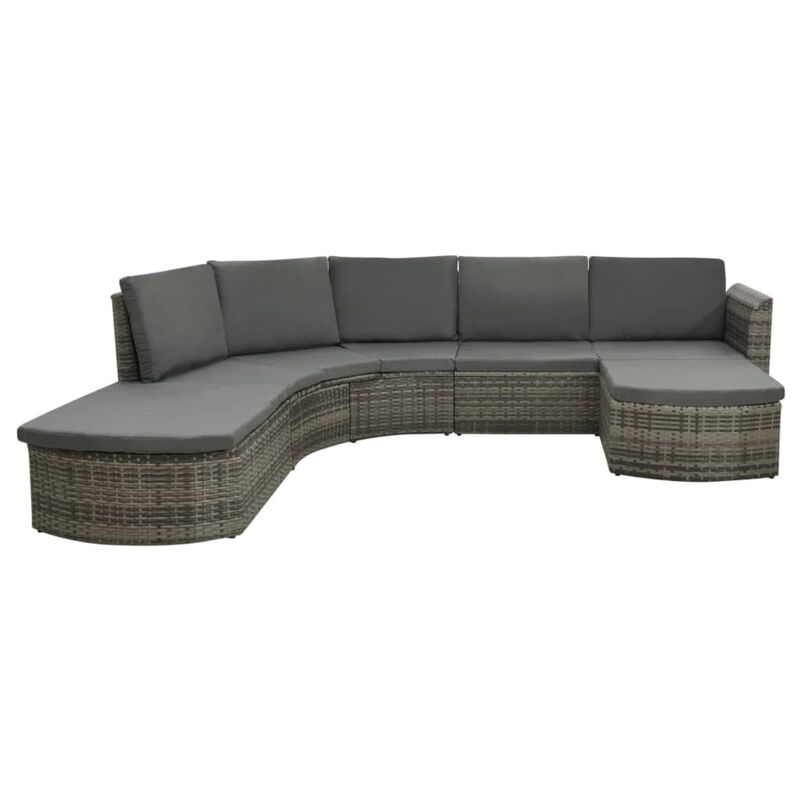vidaXL 4 Piece Garden Lounge Set with Cushions Poly Rattan Gray