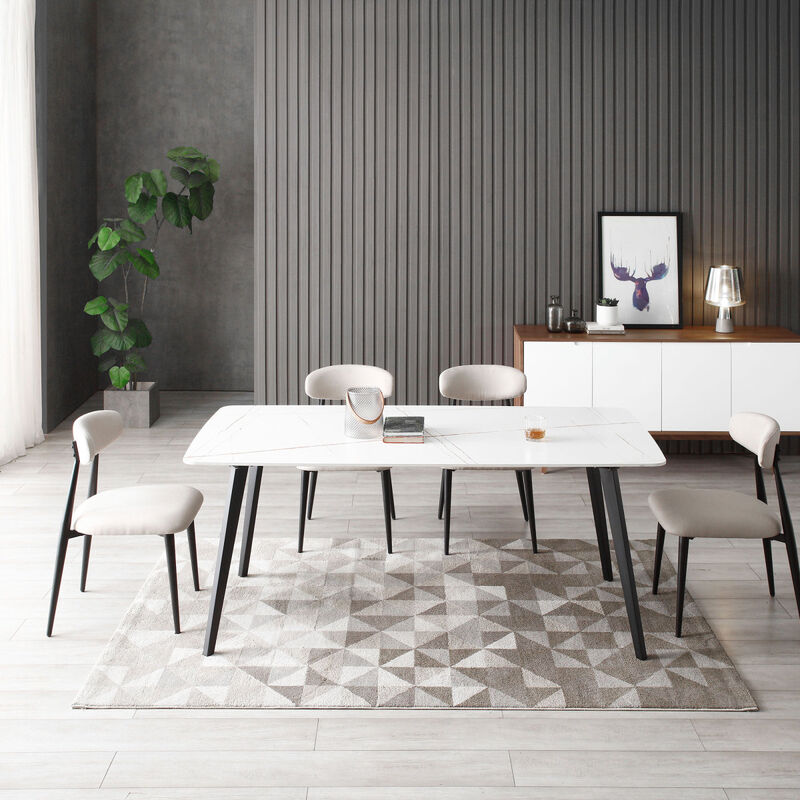 Porcelain Dining Table White 70"
