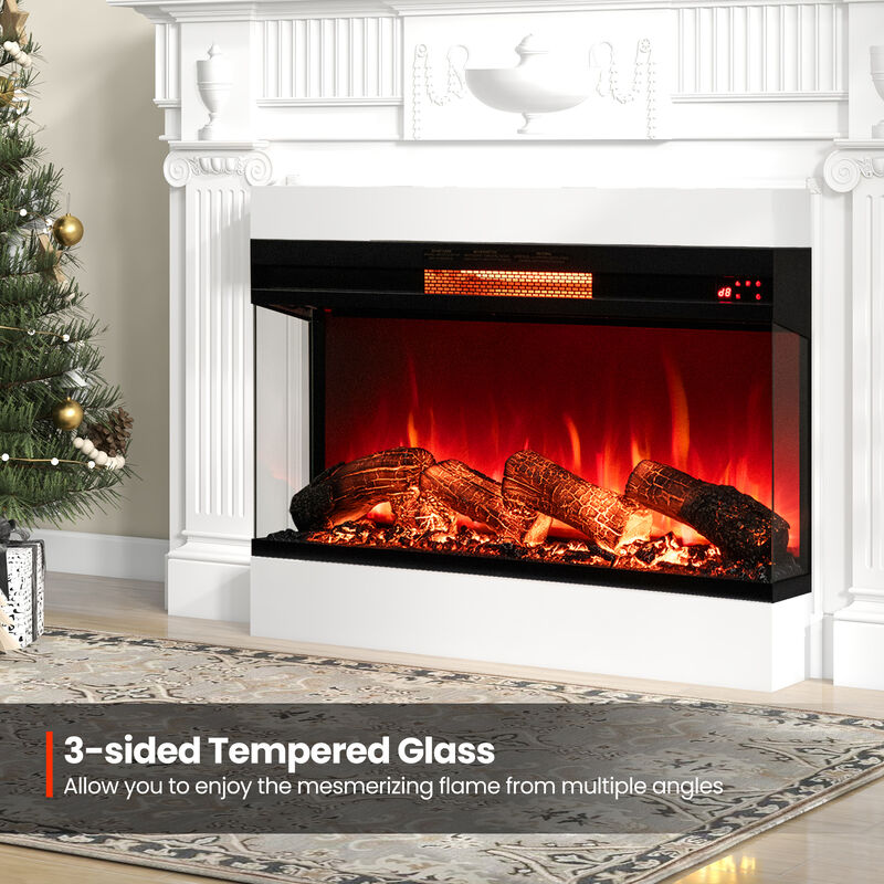 36-Inch 3-Sided Electric Fireplace, 1500W with 7-Color Flame for Stunning Ambiance