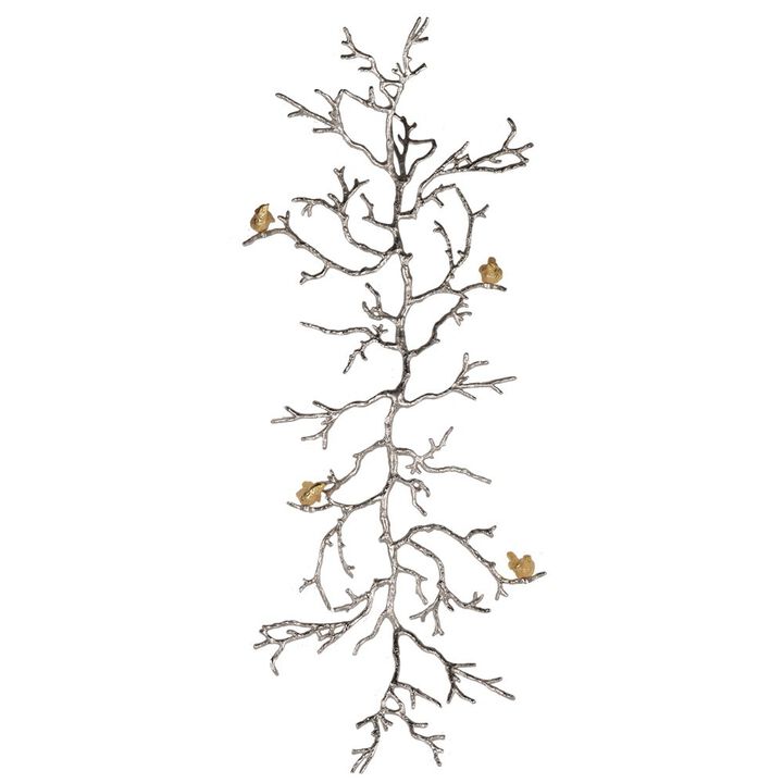 Aluminum Branch Wall Sculpture ,Silver-Benzara