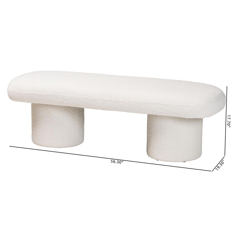 Baxton Studio Laria Modern White Teddy Bear Fabric Accent Bench