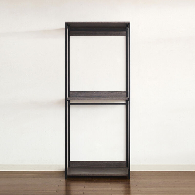FC Design Klair Living Farmhouse Industrial Wood Walk-in Closet with One Shelf in Rustic Gray