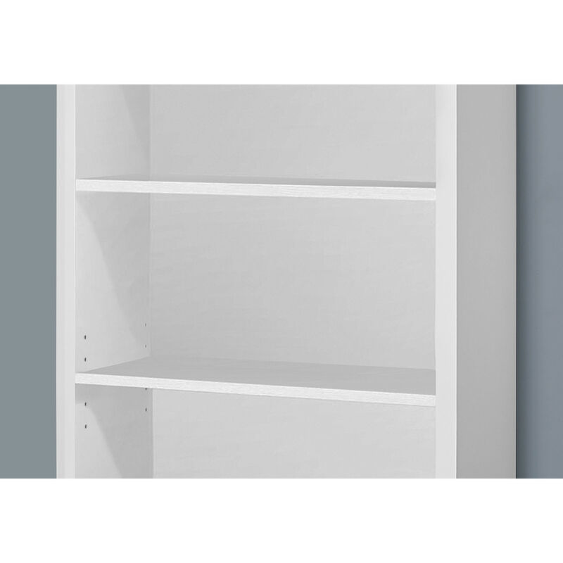 Monarch Specialties I 7059 Bookshelf, Bookcase, Etagere, 5 Tier, 48"H, Office, Bedroom, Laminate, White, Contemporary, Modern