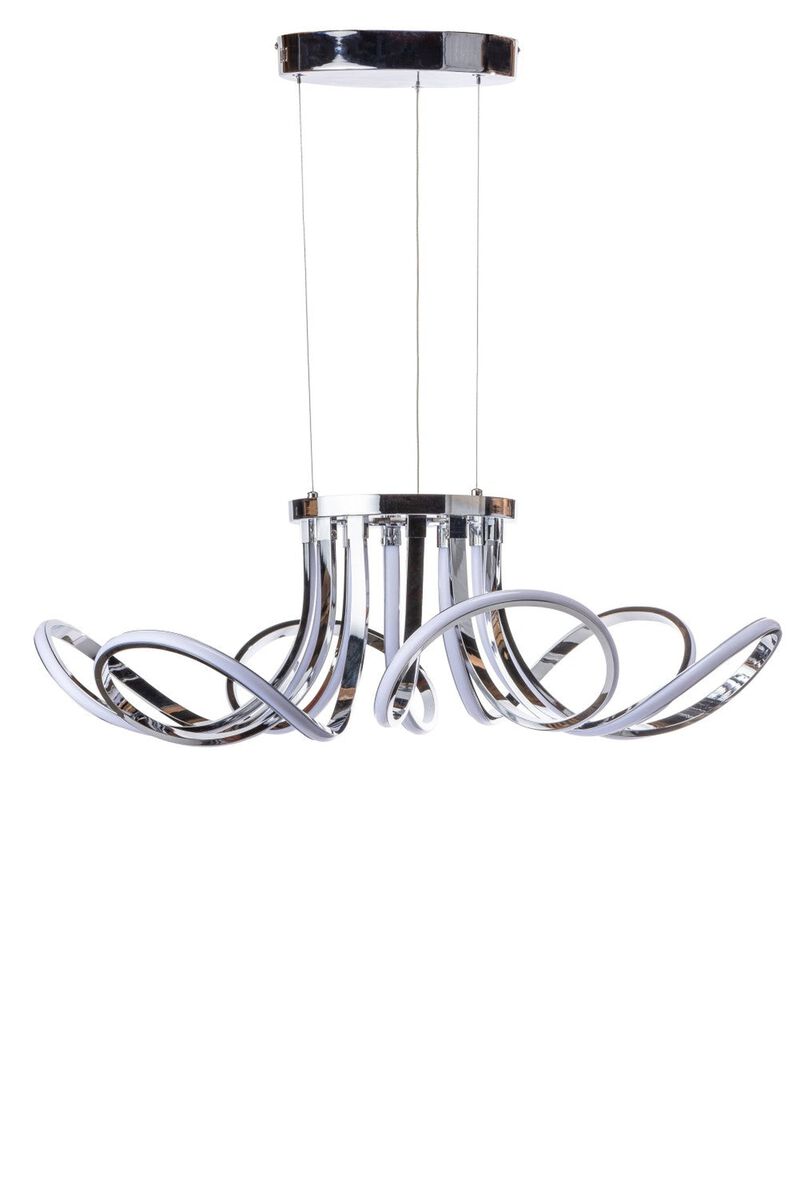6 Petal Flower Chandelier Chrome Metal Integrated LED Dimmable