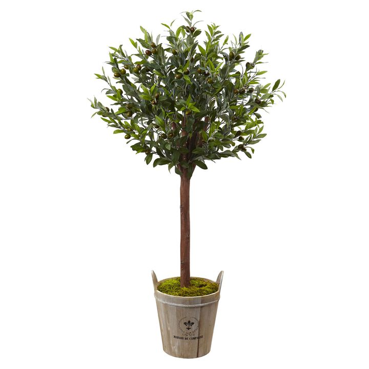 Hivvago 4.5 Feet Olive Topiary Tree with Farmhouse Planter
