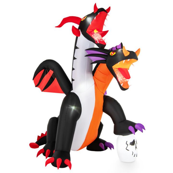 Hivvago 8 Feet Inflatable Twin-Headed Dragon Decoration with Lights