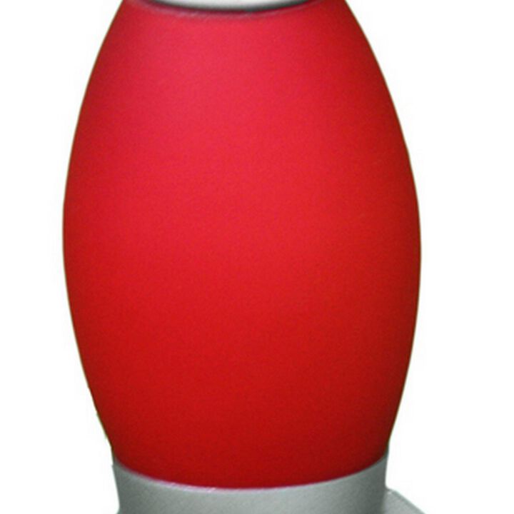 Kid Table Lamp with Rocket Design Silhouette, Red-Benzara