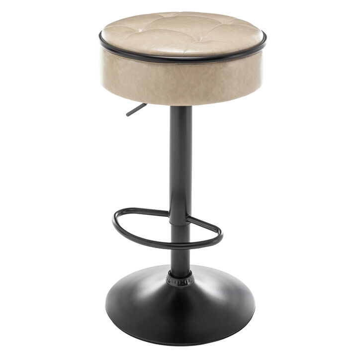 Comfortable Swivel Counter Height Bar Stool with Adjustable Height and Storage