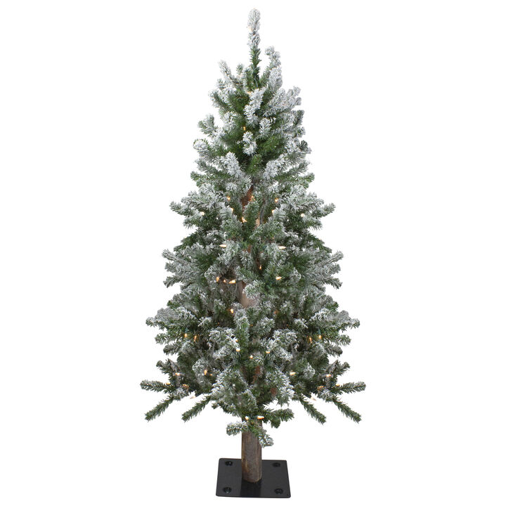 4ft Pre-Lit Flocked Alpine Artificial Christmas Tree  Clear Lights