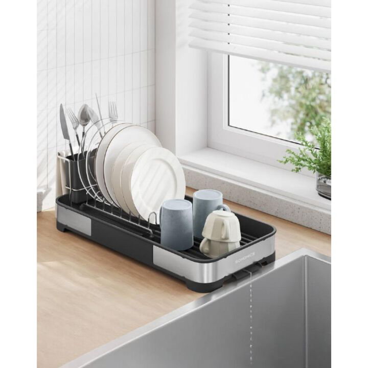 Stainless Steel Dish Drying Rack with Adjustable Tiers and Drip Tray